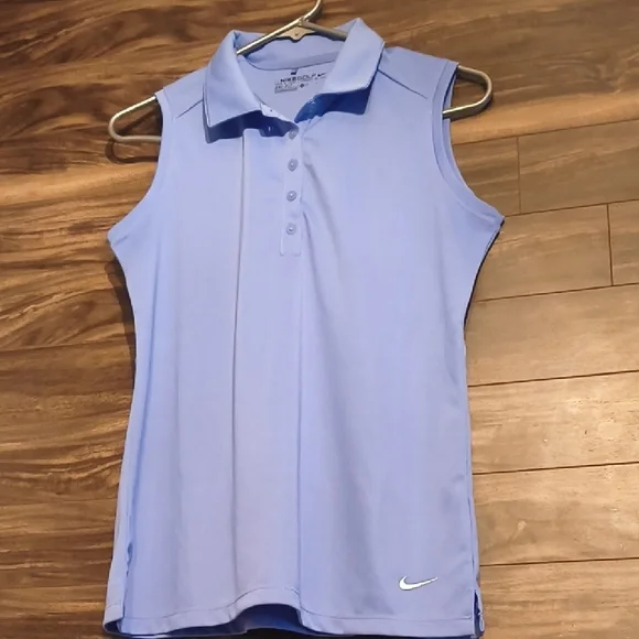 Nike Golf Women's Dri-FIT Sleeveless Polo Shirt - Silky Periwinkle Blue - Size M - Picture 3 of 9